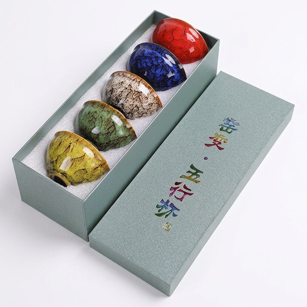 Five Elements Ceramic Tea Cup Set, Japanese Style
