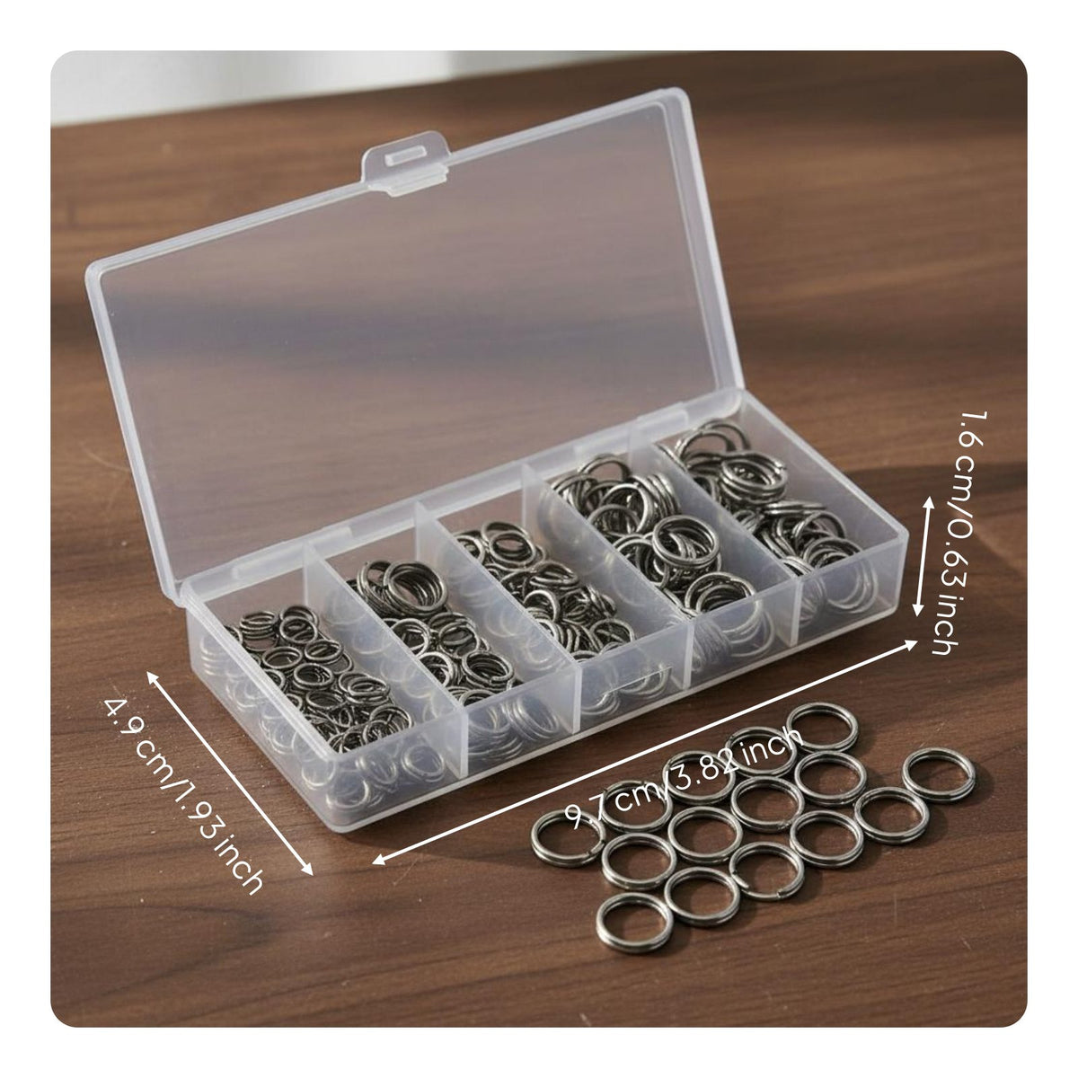200 Pieces Lure Rings Rust Proof Double Loop Fishing Rings Assorted Sizes Assortment Fishing Tackle Connector Set for Anglers