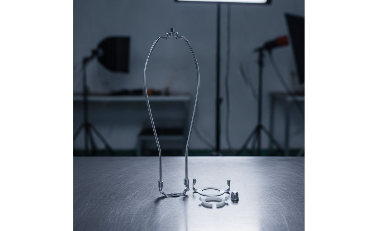 Light Bracket with Adapter Rings Compact Light Harp Kit Wire Frame Lampshade Holder Adaptable for Amateur Builders, Hobbyists