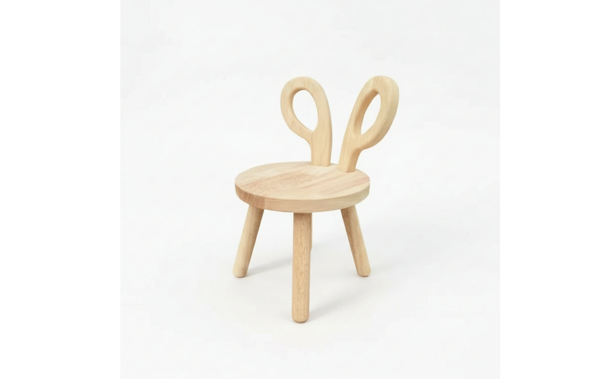 Solid Wood Rabbit Stool Compact Stool with Backrest Small Kids Chair Sturdy for Toddlers, Entryway