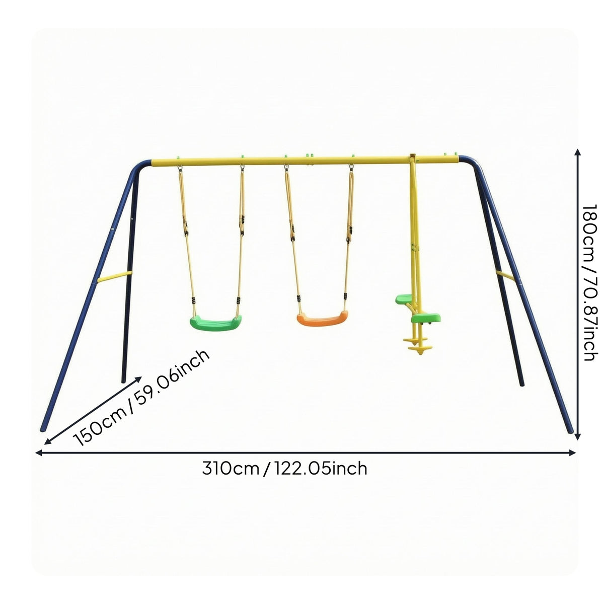V-Shaped Frame Swing Set Galvanized Children's Swing Set Treated