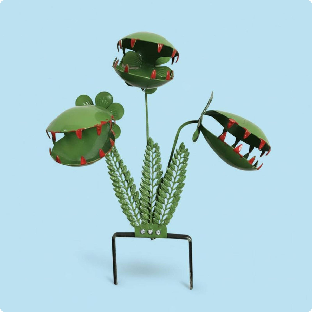 Carnivorous Plant Stake Red Tooth Edges Carnivorous Plant Sculpture Leaf Base