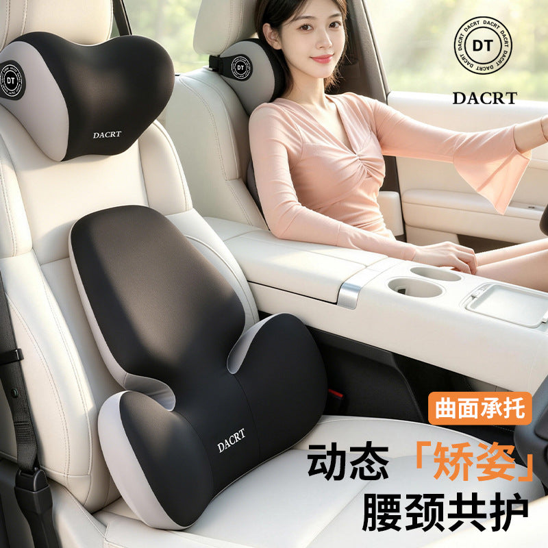 Car Headrest and Lumbar Support Pillow with Memory Foam