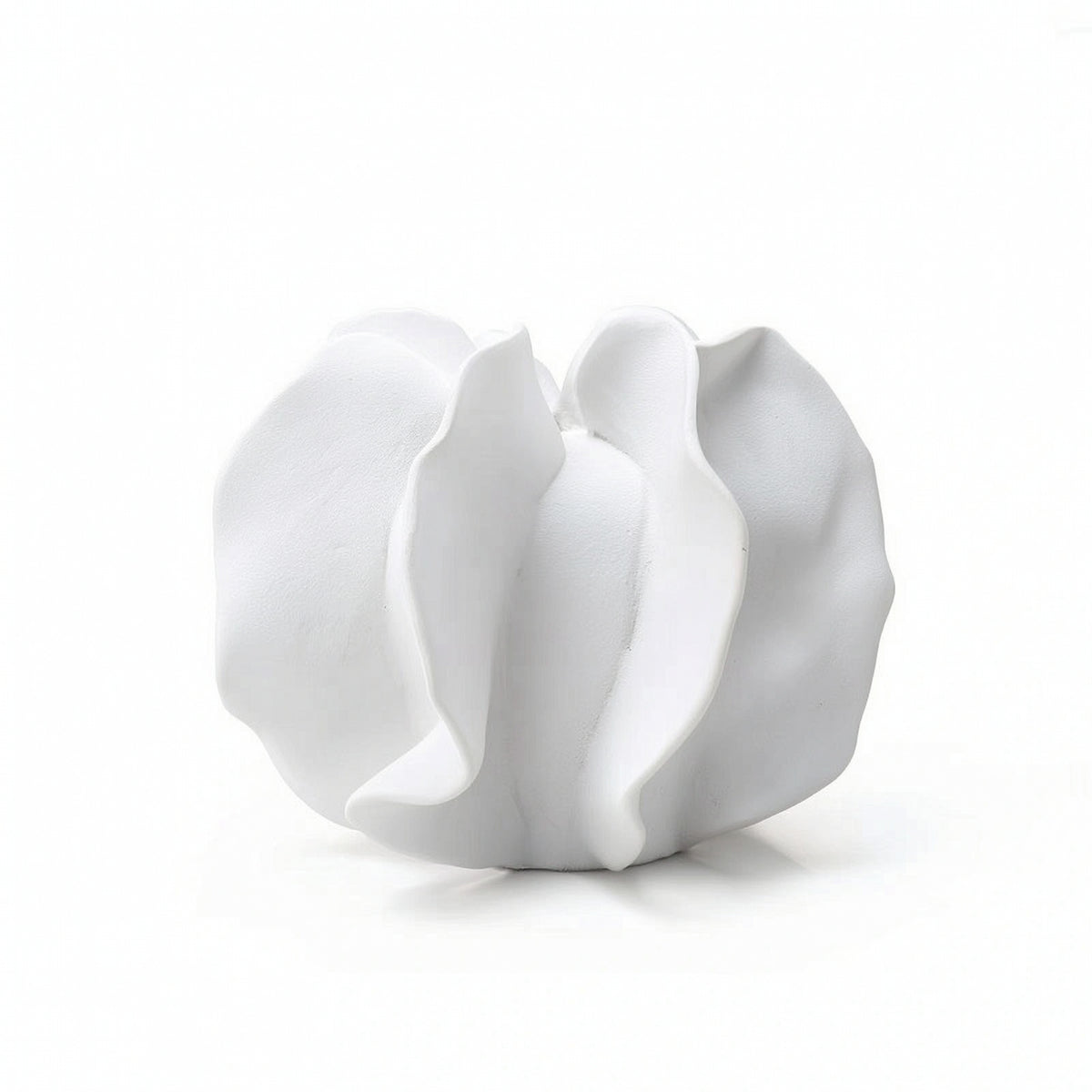 Vase with Folded Petal Design Minimalist Sculptural Vase Matte for Console Table