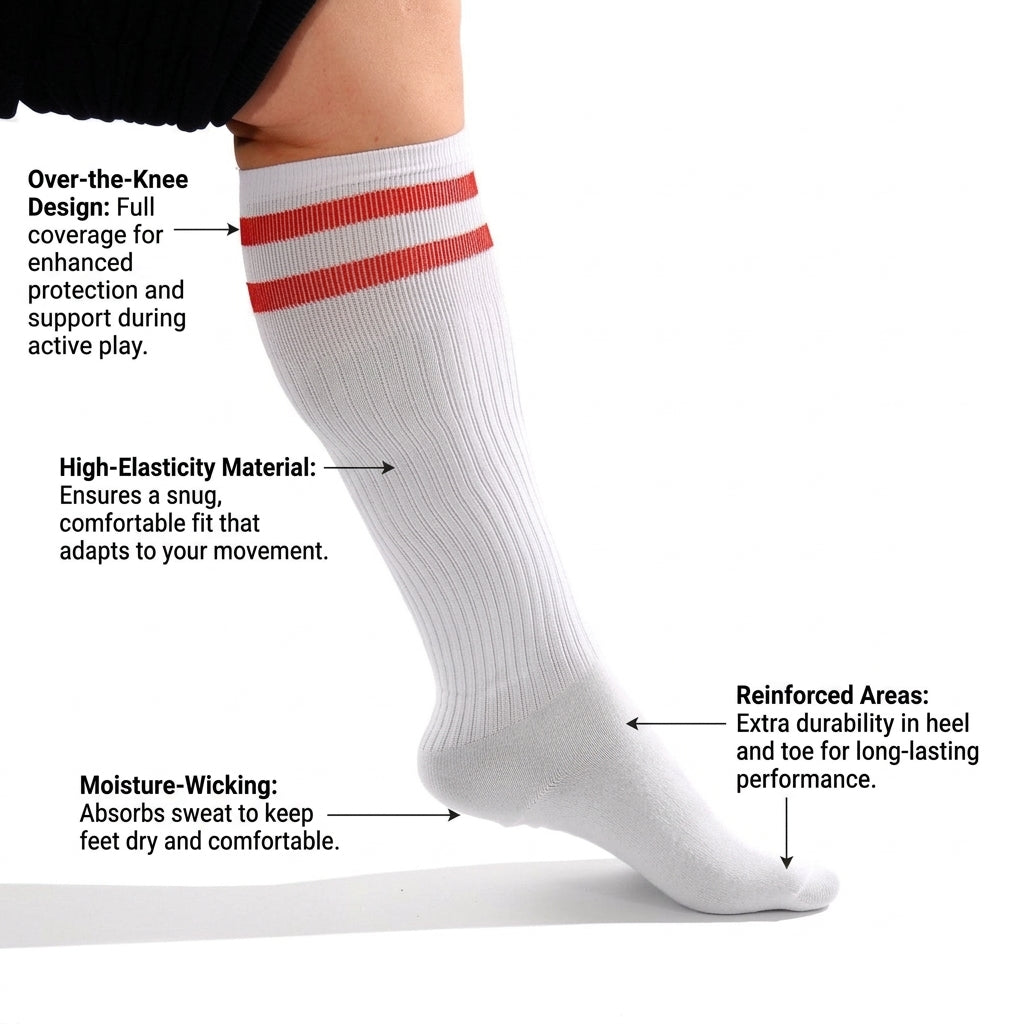 Kids Knee High Athletic Training Socks, Long Tube Sports Gear for Children Football and Basketball, Elastic Performance Wear