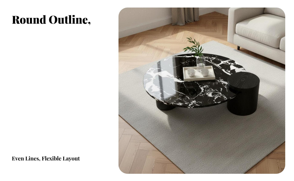 Light Luxury Design Double Cylinder Coffee Table Marble Pattern Living Room Furniture Stable Base Sturdy Construction for Apartment Dwellers, Homeowners, Families, Small Areas, Home, Lounge Area
