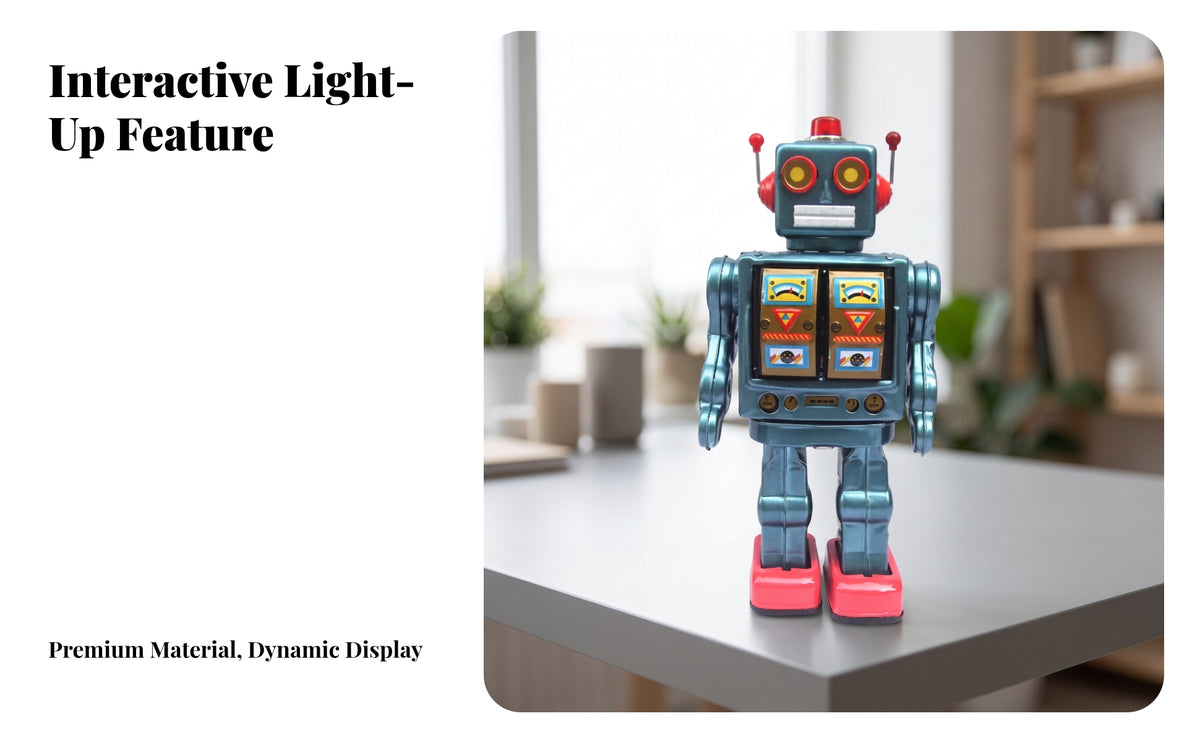 Walking Metal Tin Robot Toy Vintage Retro Robot Toy Collectible Nostalgic for Collectors, Adults, Display Shelf