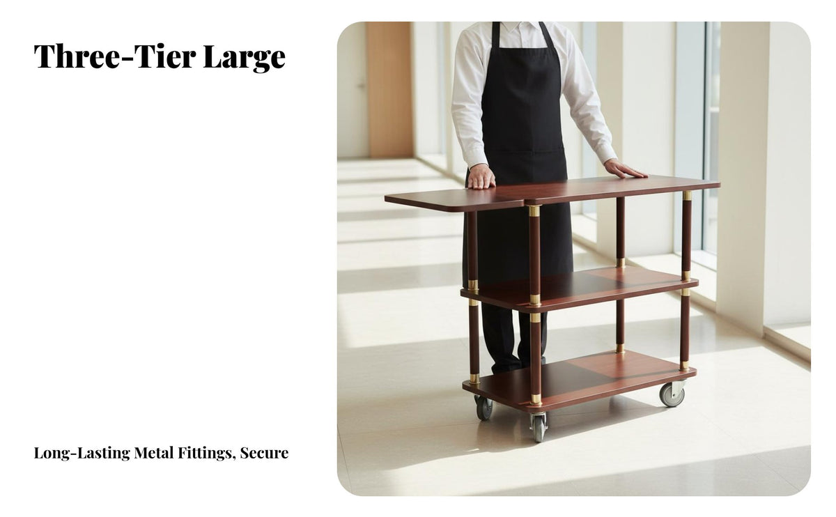 Multi-Function 3 Tier Rolling Cart Versatile Use 3-Tier Food Service Cart Large Capacity Collapsible Kitchen Trolley Easy to Clean for Hotel Personnel, Homeowners, Apartment Dwellers, KTV, Beauty Salon, Home, Living Room