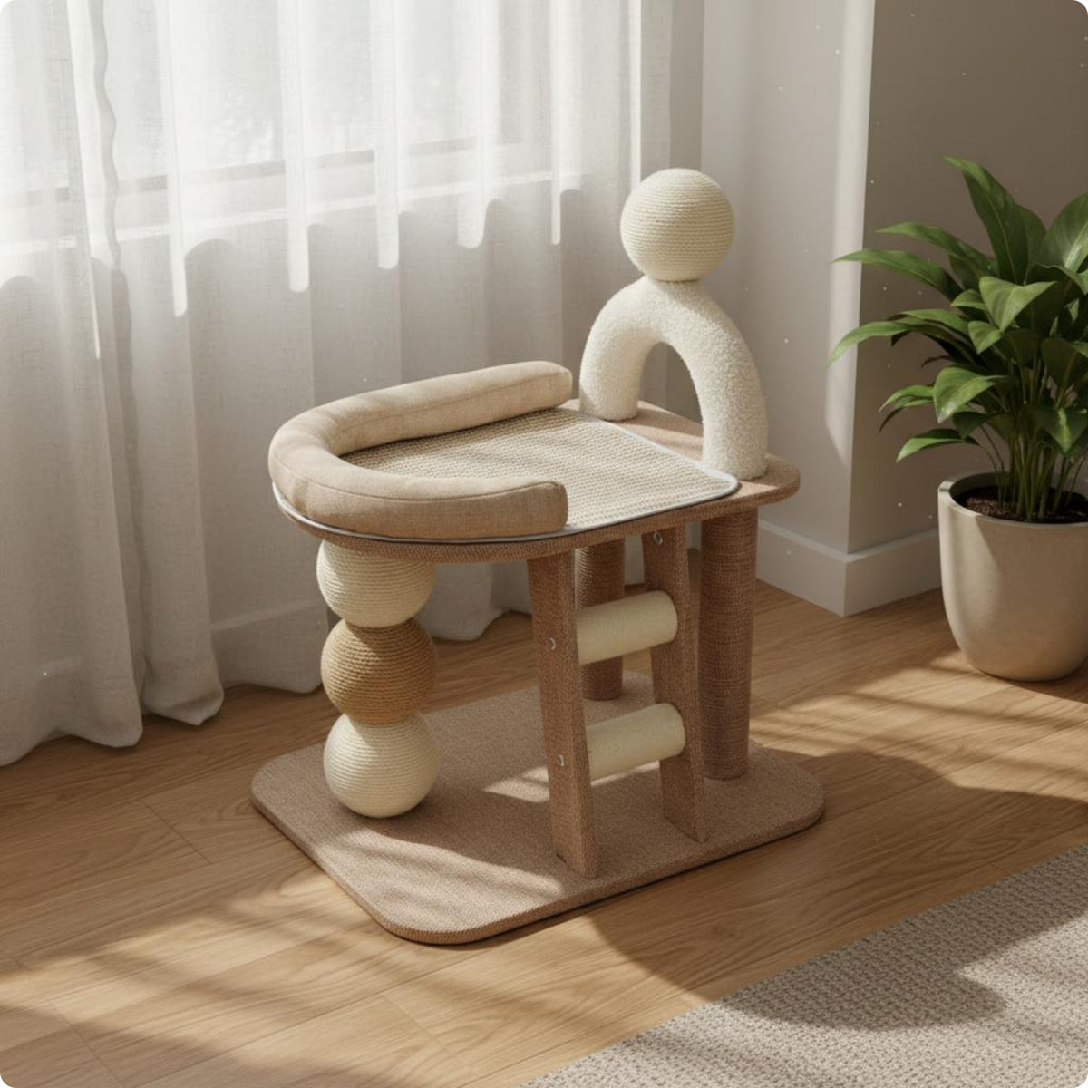 Cat Scratching Surface Bed Toy Balls Cat Climbing Frame Multi Tier Furnishings for Small Apartment