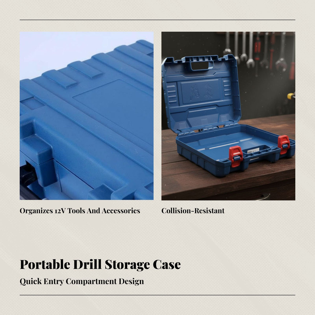 Portable Tool Box for Cordless Drill, Electric Wrench, Angle Drill Storage Case