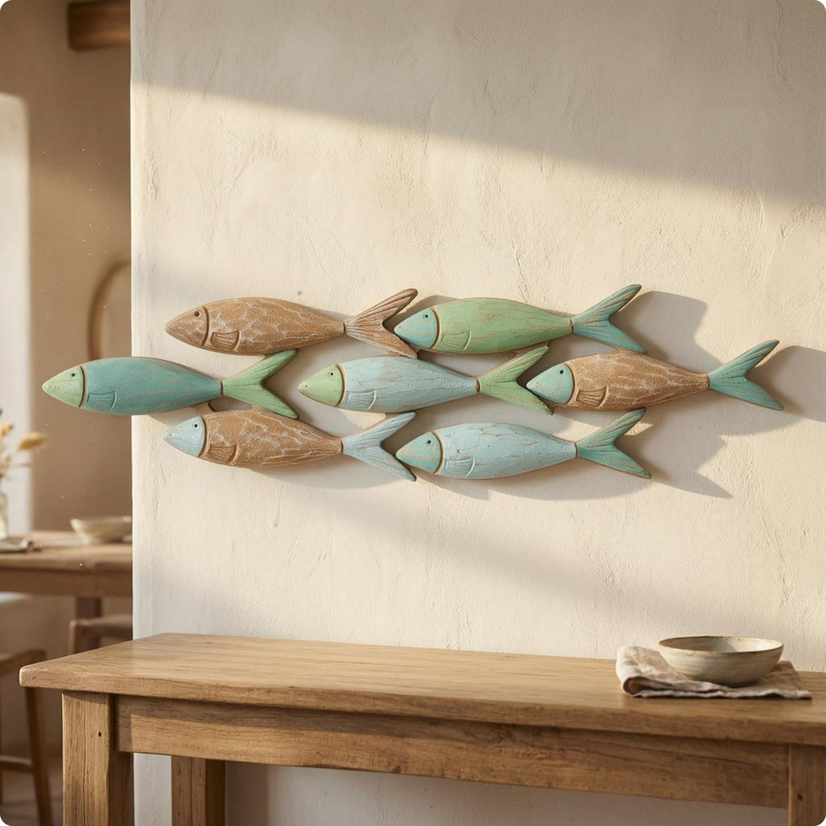 Clustered Wall Artfully Carved Texture Mediterranean Wall Piece Painted Finish for Living Room