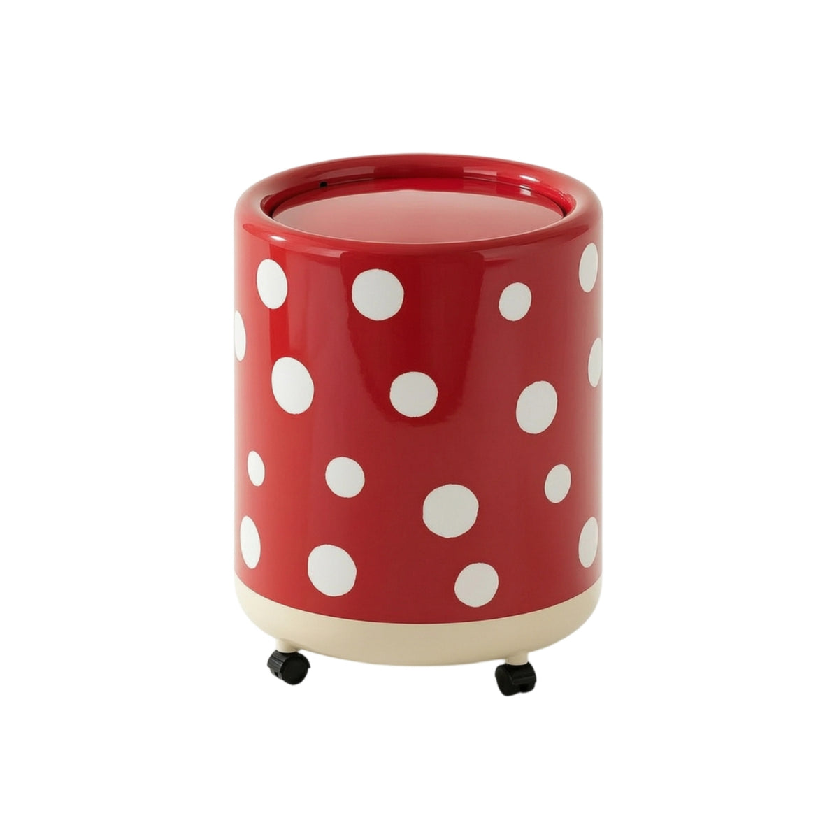Lidded Trash Can with Wheels Mobile Wastebasket Compact for Bathroom
