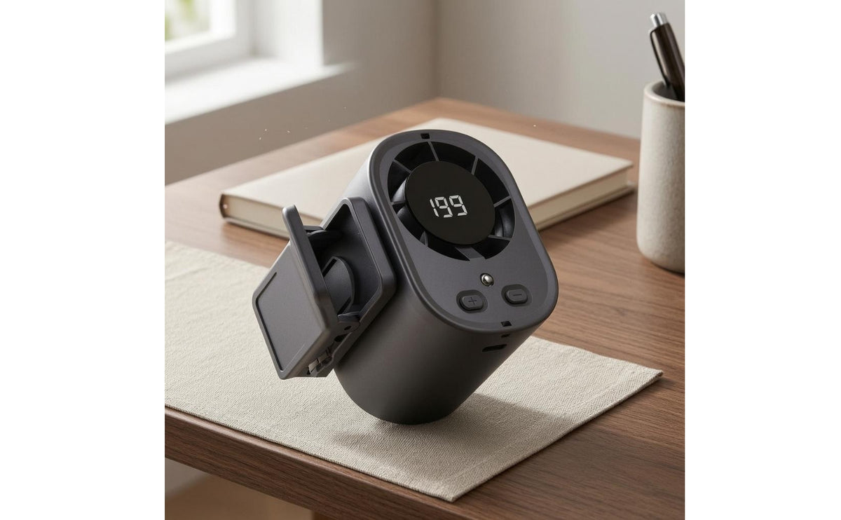 Handsunrestricted Waist-Mounted Fan LED Display Clip-Attached Fan Portable Personal Cooling Matte Finish