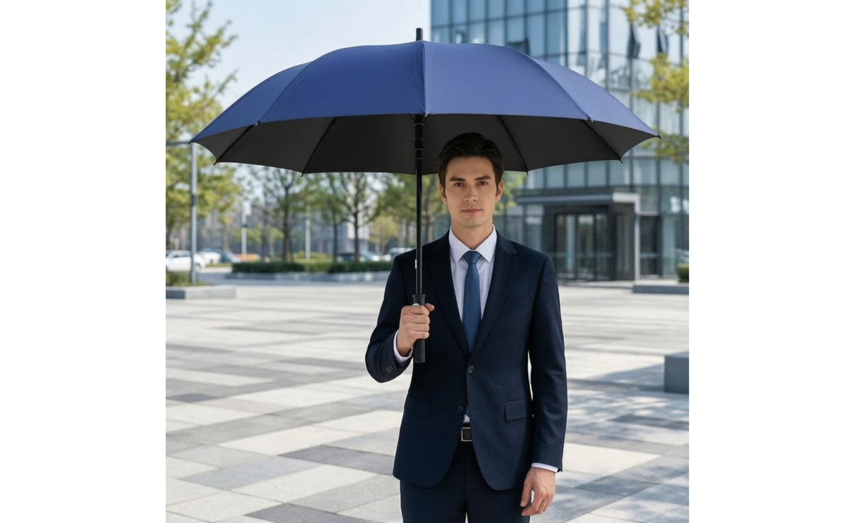 Waterproof Push Open Umbrella Windproof Umbrella with Fiber Ribs Heavy Duty Large for Businesses