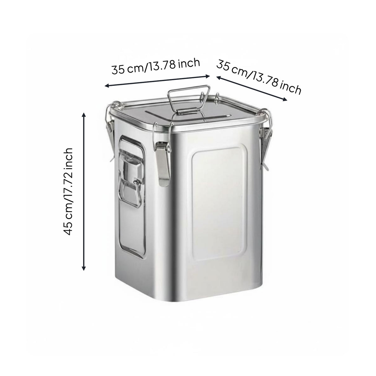 Stainless Steel Bucket Flat Sides Square Steel Bucket Rounded Corners Storage Bin