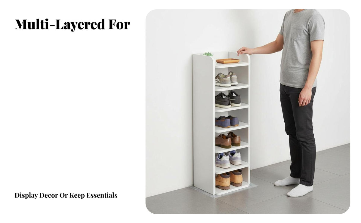 Space-Saving Multi-Layer Shoe Rack Small Footprint Multi-Tier Shoe Shelf Easy Assembly Household Storage Modern Design for Apartment Dwellers, Homeowners, Entryway, Hallway, Dorm Room, Bedroom