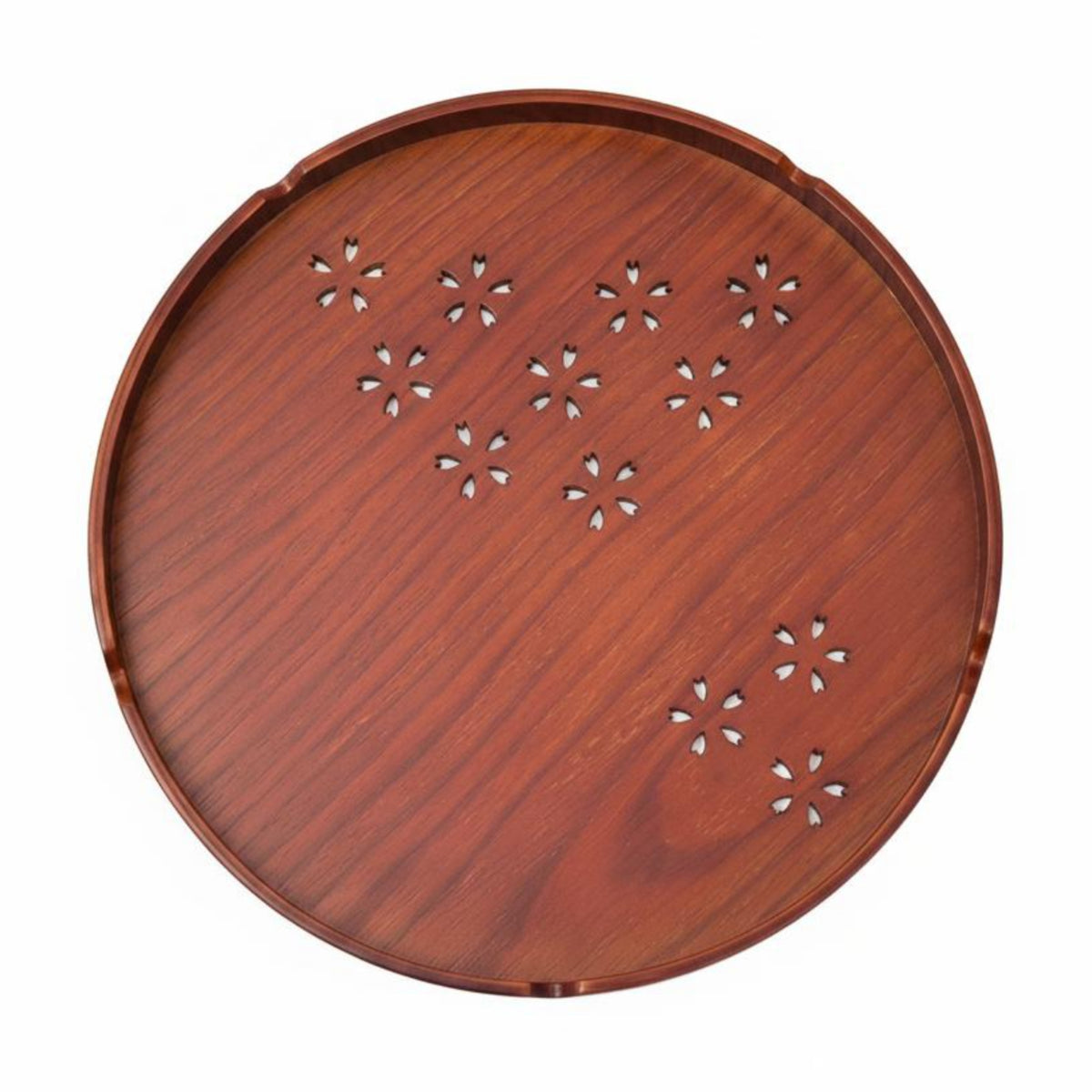 Cherry Blossom Tea Tray Cut Round Wooden Tray Sturdy for Tabletop Display