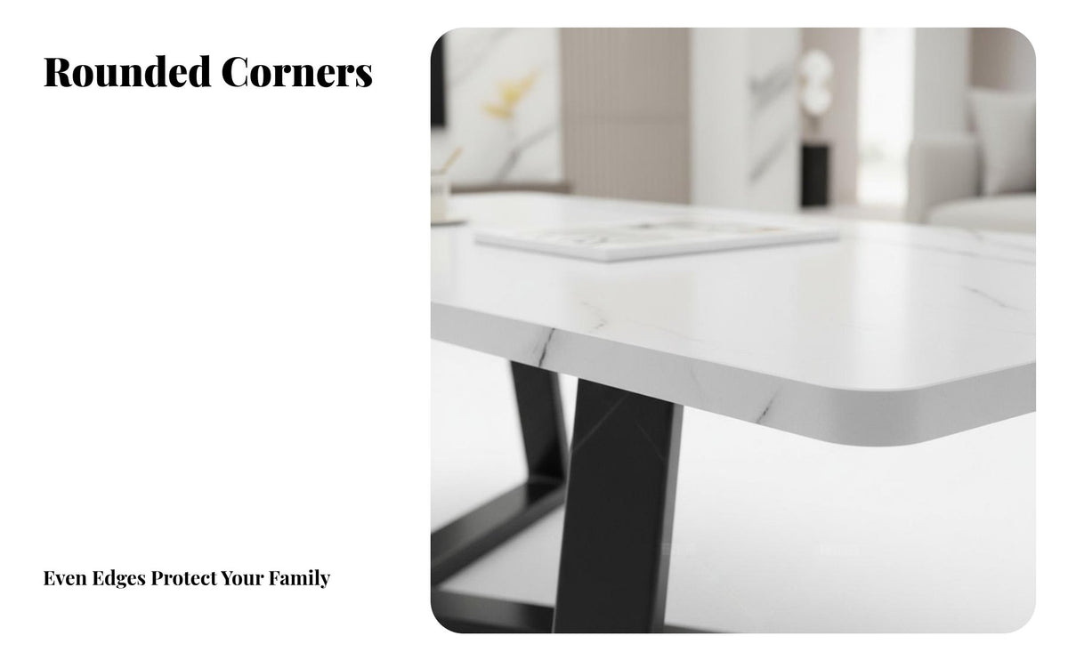 Light Luxury 2-Tier Rectangular Coffee Table Modern & design Living Room Furniture Marble Pattern Top Minimalist Design for Apartment Dwellers, Office Workers, Homeowners, Small Spaces, Reception Area