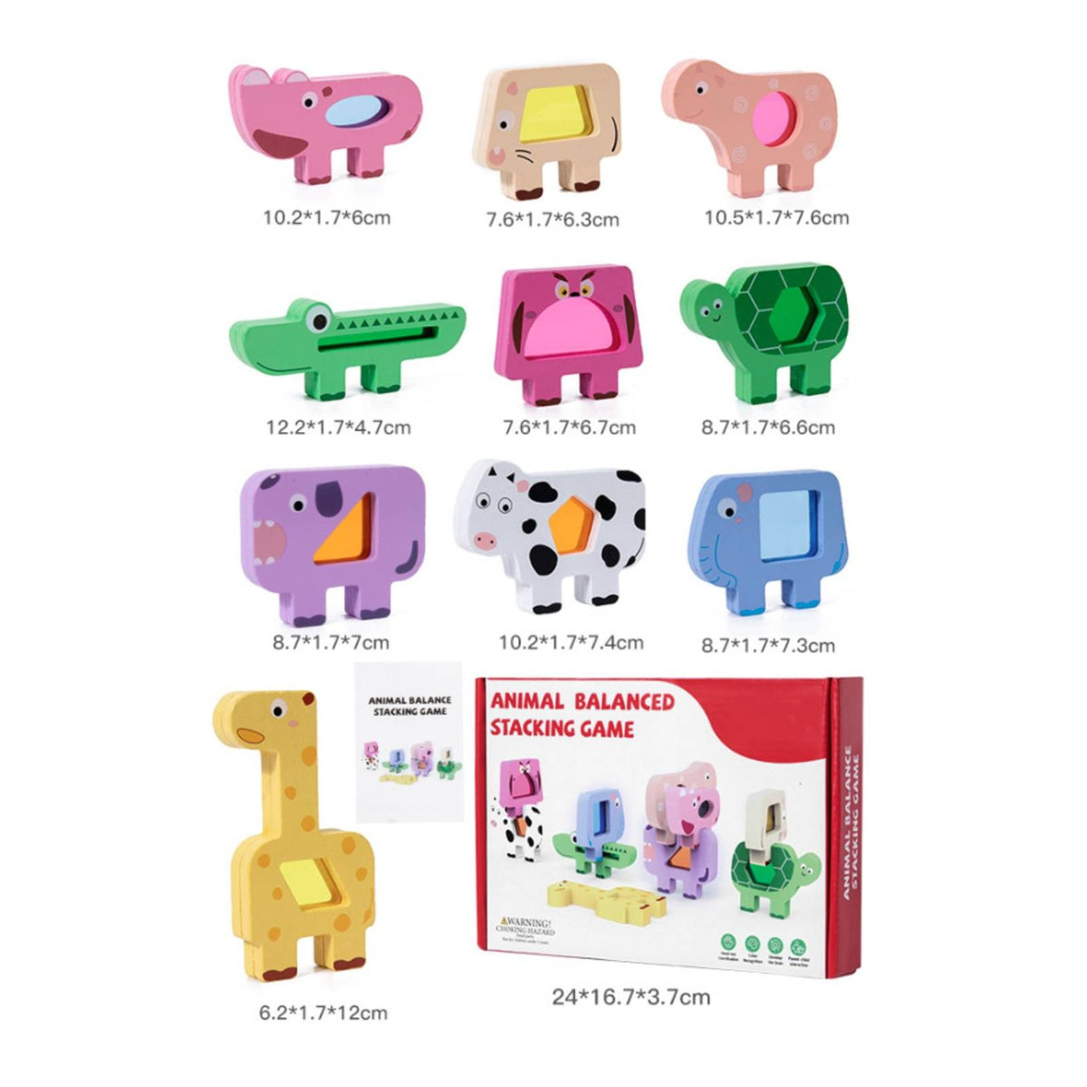Animal Vehicle Blocks Young Child-Friendly Wooden Animal Stacker Educational Wooden Balancing Activity Toy for Toddlers