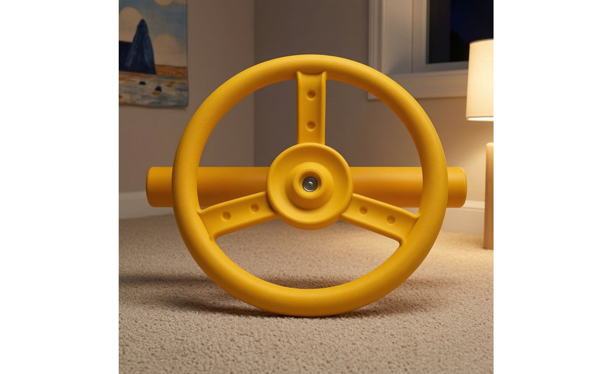Indoor Steering Wheel with Mounting Rod Textured Toy Steering Wheel Mountable Climbing Frame Accessory Easy-Grip for Children, Toddlers, Playroom, Daycare