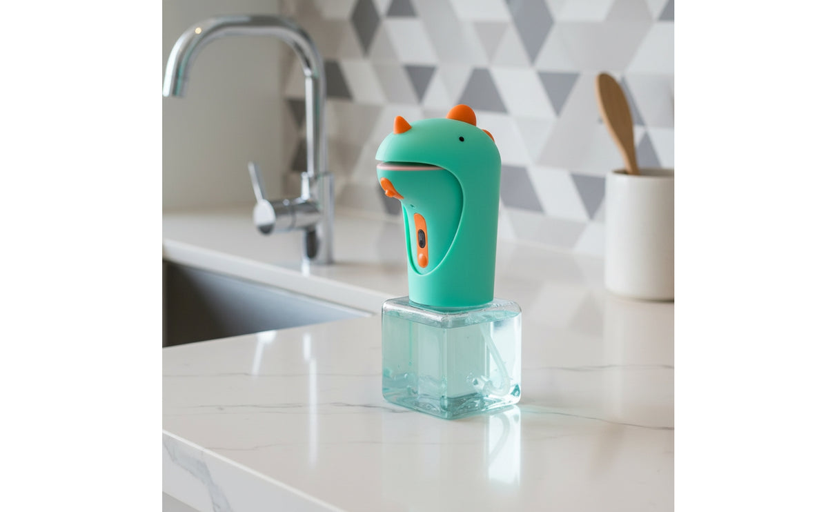 HandsContactless Dinosaur Soap Dispenser Sensor-Activated Automatic Foaming Soap Dispenser Cute Smart for Children, Toddlers, Families, Bathroom, Kitchen, Sink