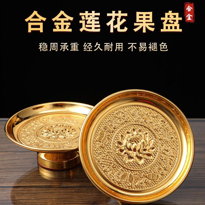 Offering Fruit Plate for Deities, Alloy, Chinese Style, for Home Altar