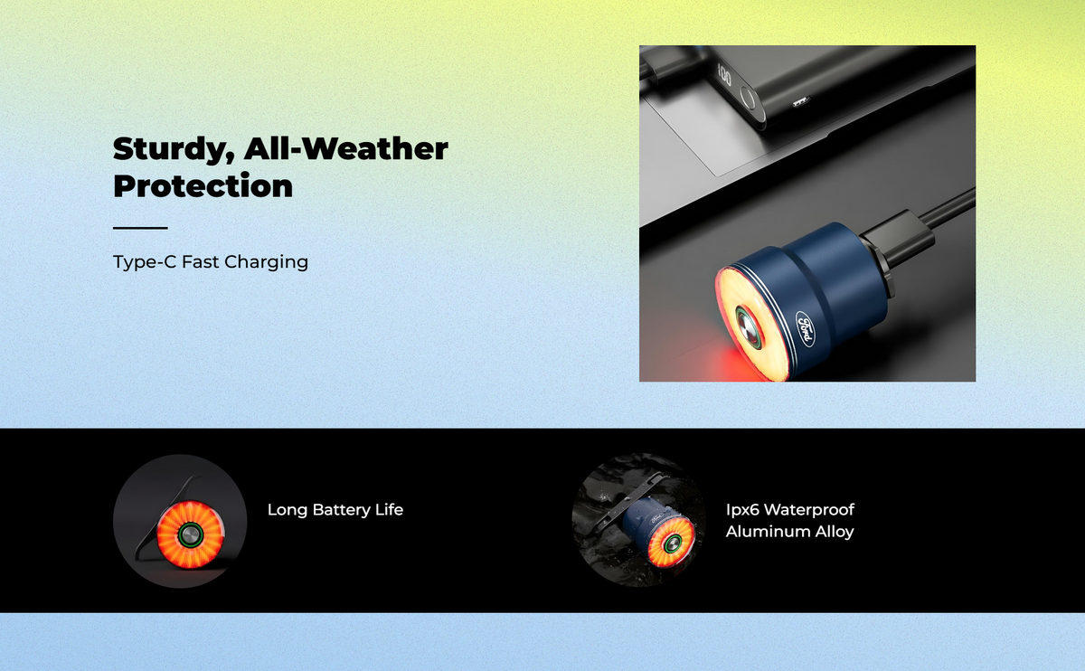 Ultra-Bright Waterproof Bike Rear Light, Smart, Easy Install