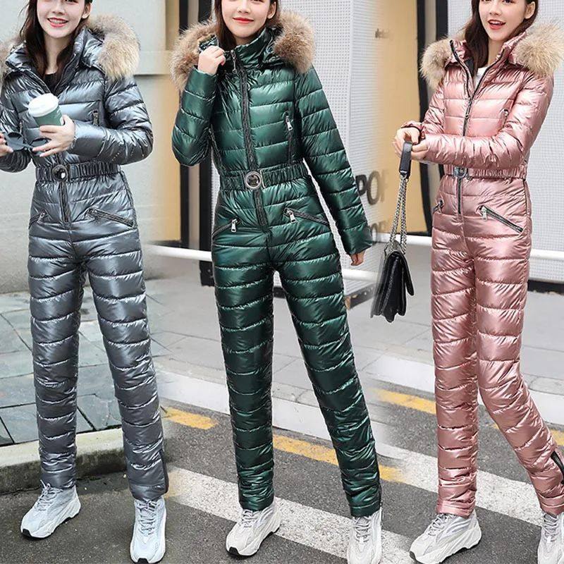 Women Ski Suit Women Jackets Winter Hooded Parka Jumpsuit Wo