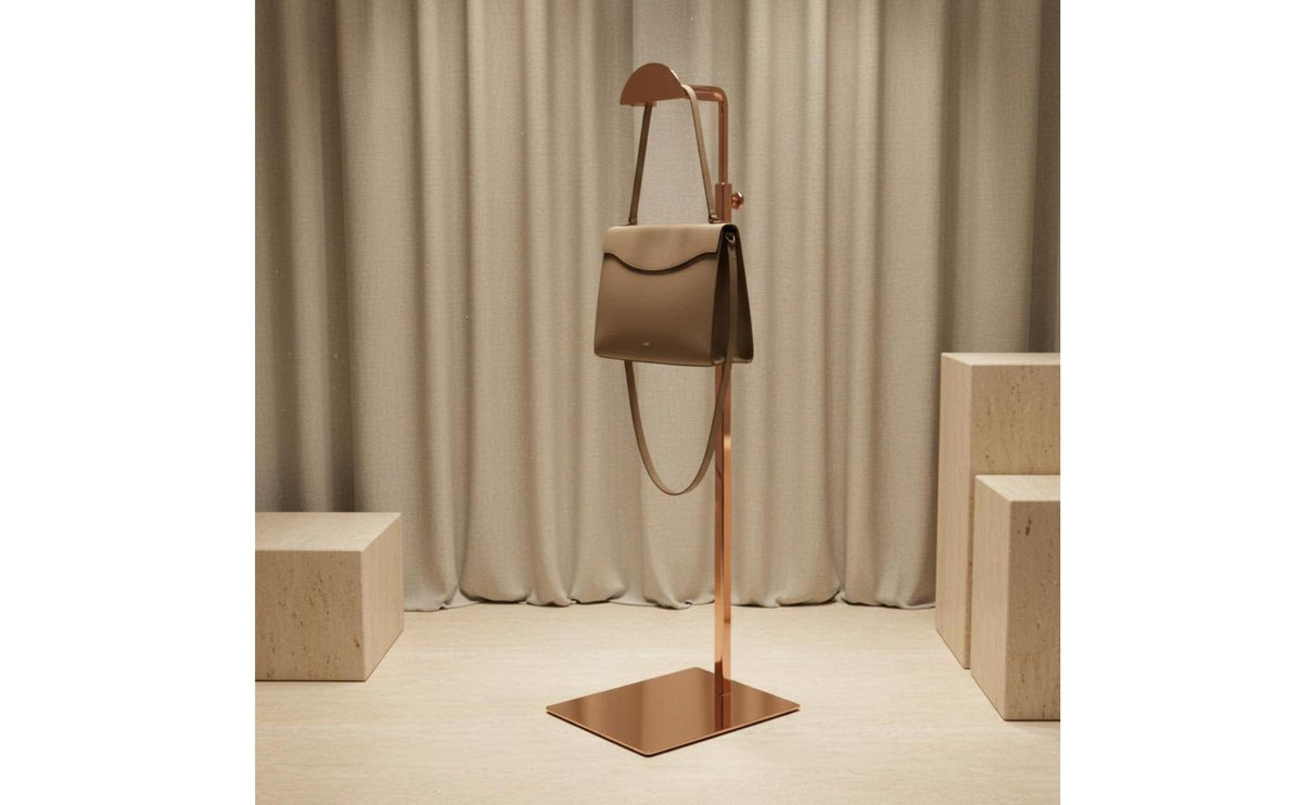 Handbag Display Stand Modern Design Metal Bag Display Rack Purse Hanger Stand Space-Saving Metal Purse Holder Easy Assembly
