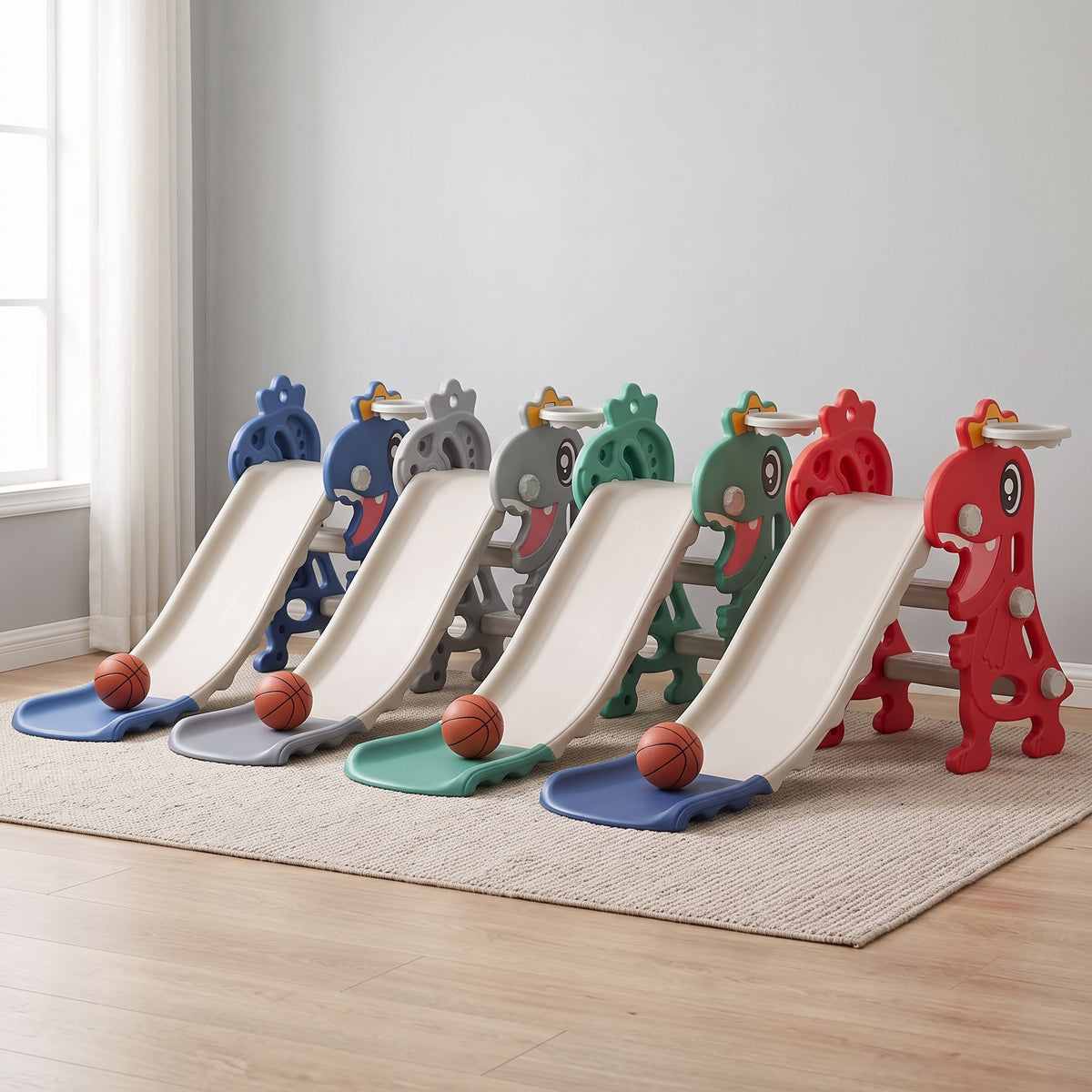 4 in 1 Toddler Slide for Kids, Foldable Indoor Outdoor Plastic Slide