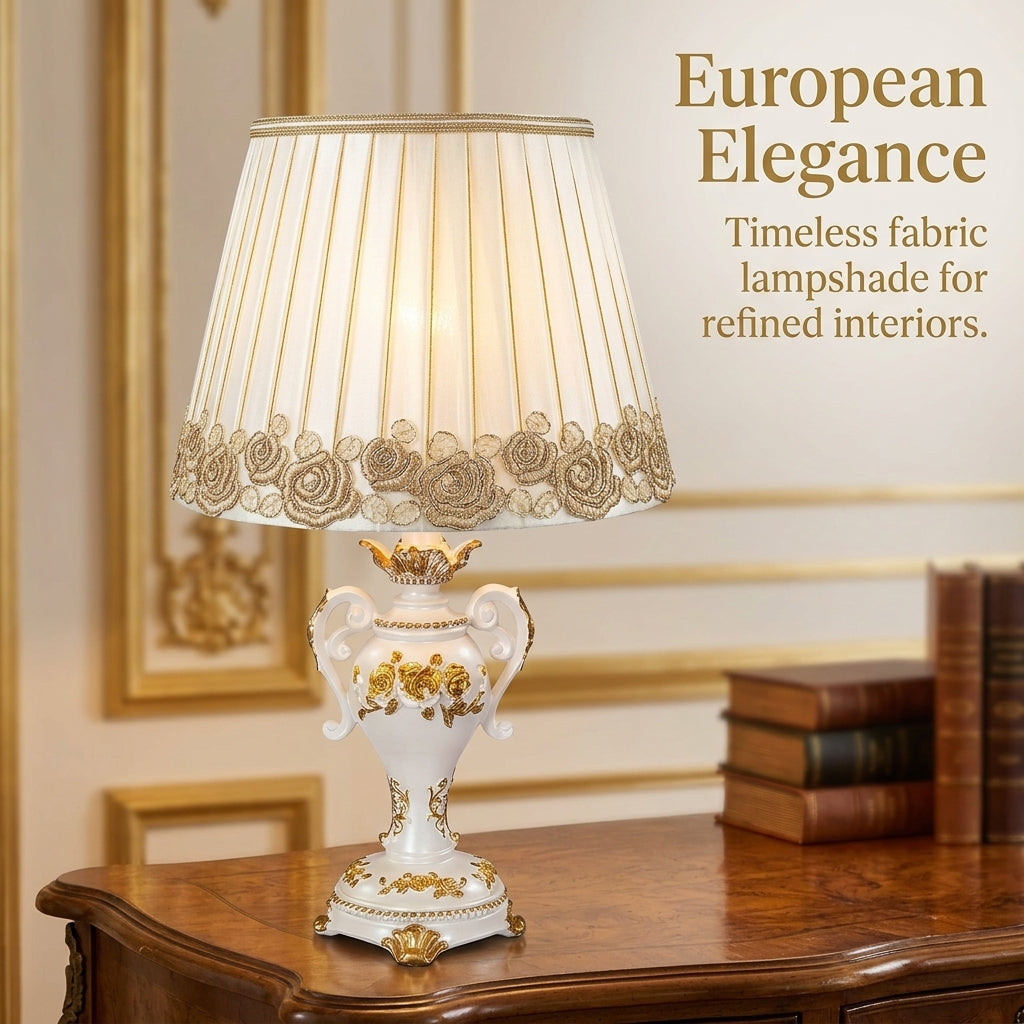 Light Shade with Beaded Trim for Ceiling and Table Lamps, Handcrafted Textile Lampshade for Bedroom and Room Decor