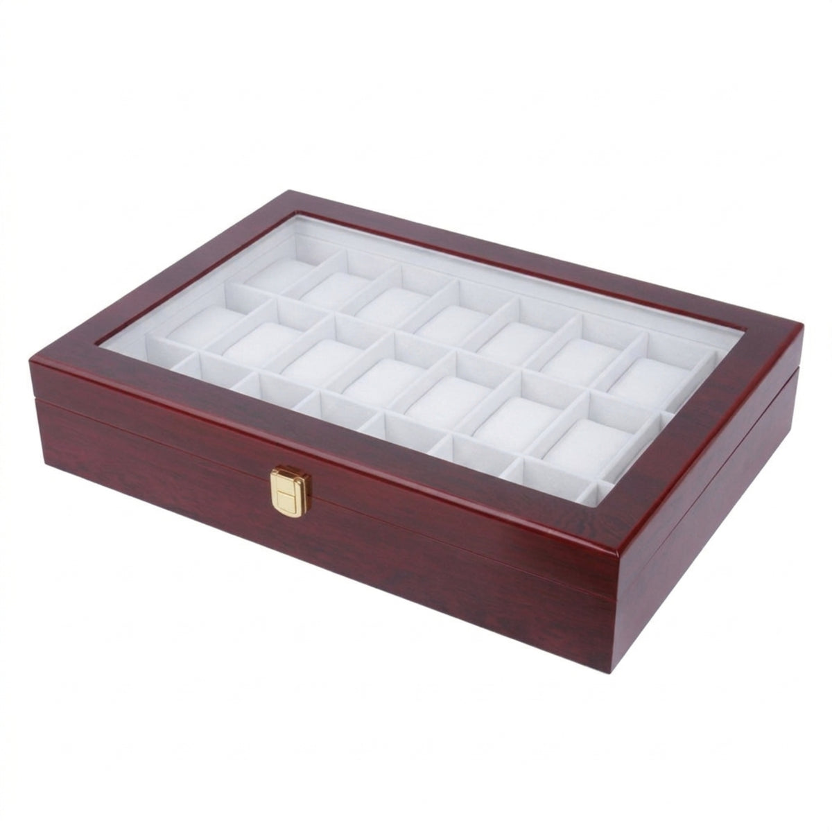 Watch Box with 24 Slots Soft Interior Lining Watch Box with Glass Lid Elegant for Dresser