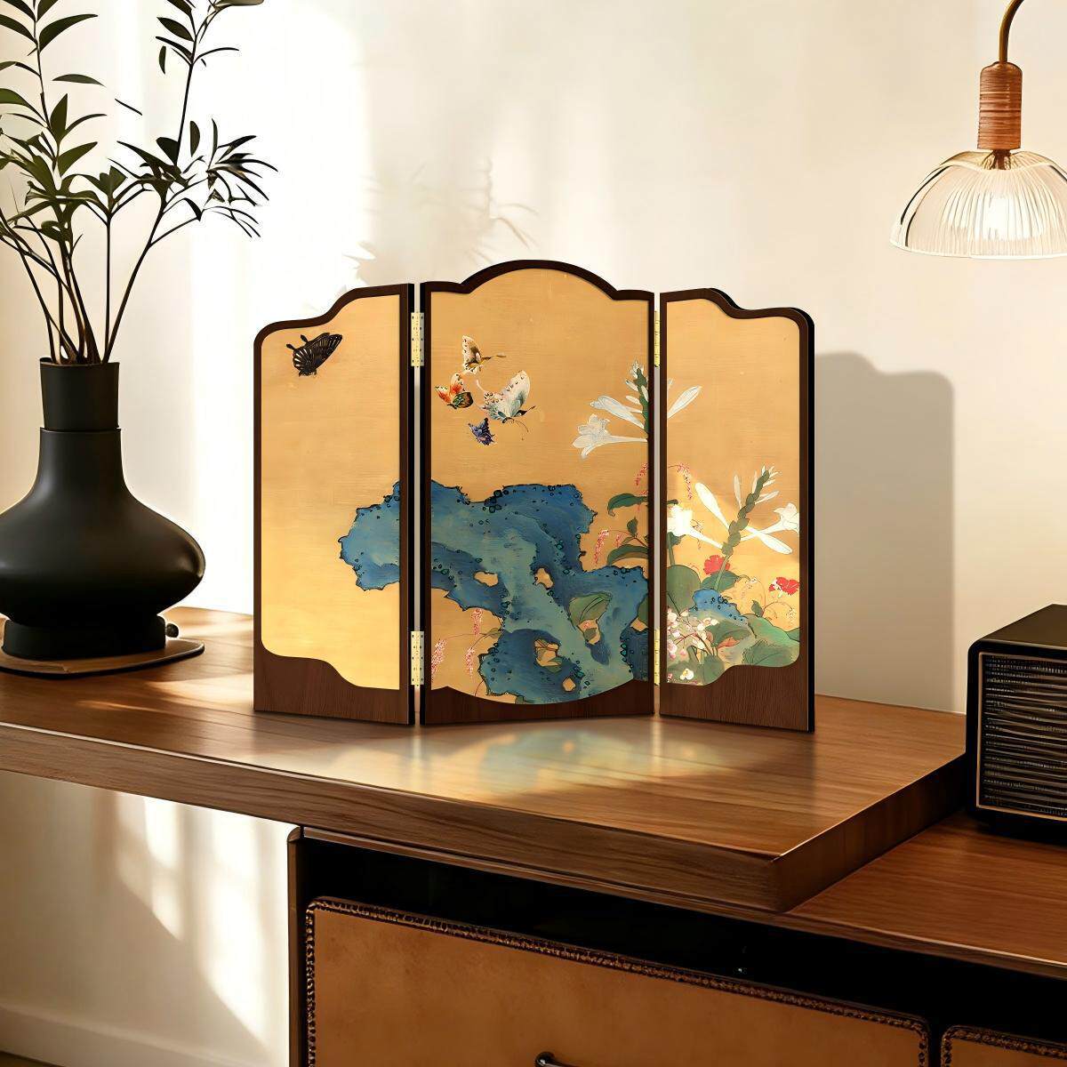 Song Dynasty Aesthetic Floral Butterfly Tabletop Screen Decoration