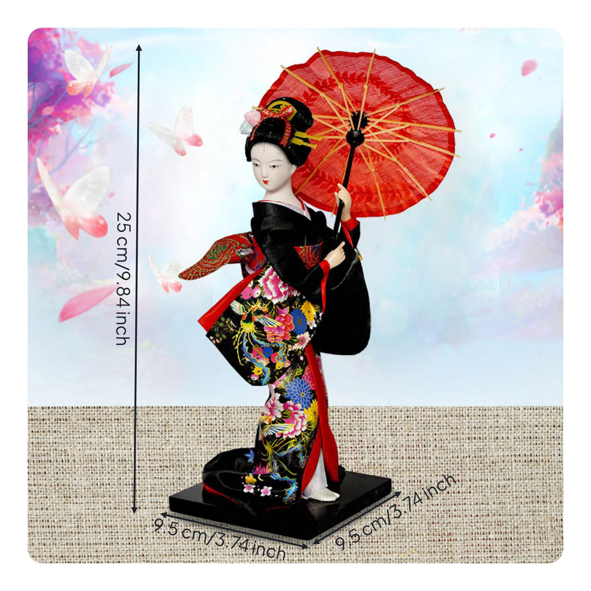 Silk Geisha Doll Handmade Geisha Figurine for Shelf, Desktop, Japan Enthusiasts