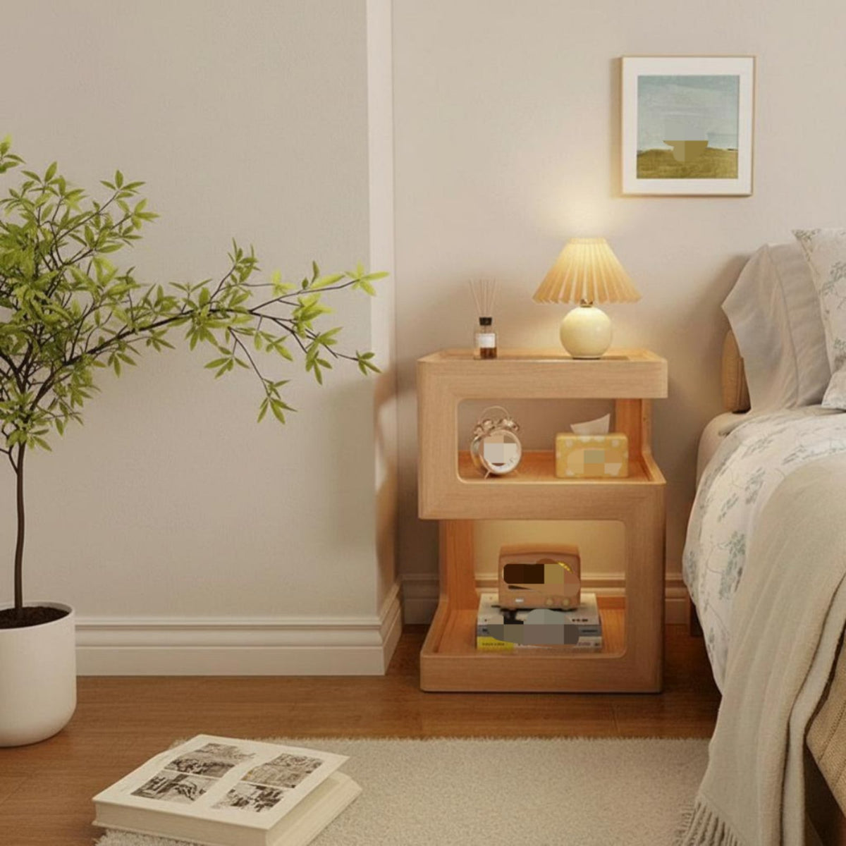 Stacked exposedFrame Table Space-Saving Nightstand Multifunctional