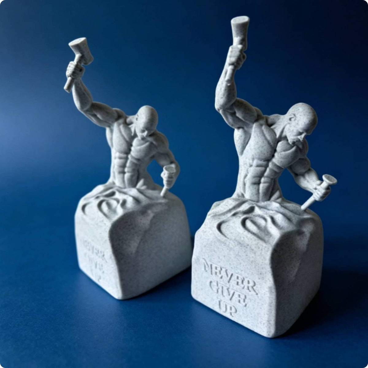2 Pieces Muscular Male Figurine Matte Statue Speckled for Desktop Display