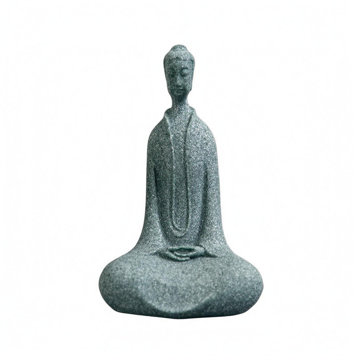 Buddha Figurine Green Sandstone Home Decor Piece Zen-Style