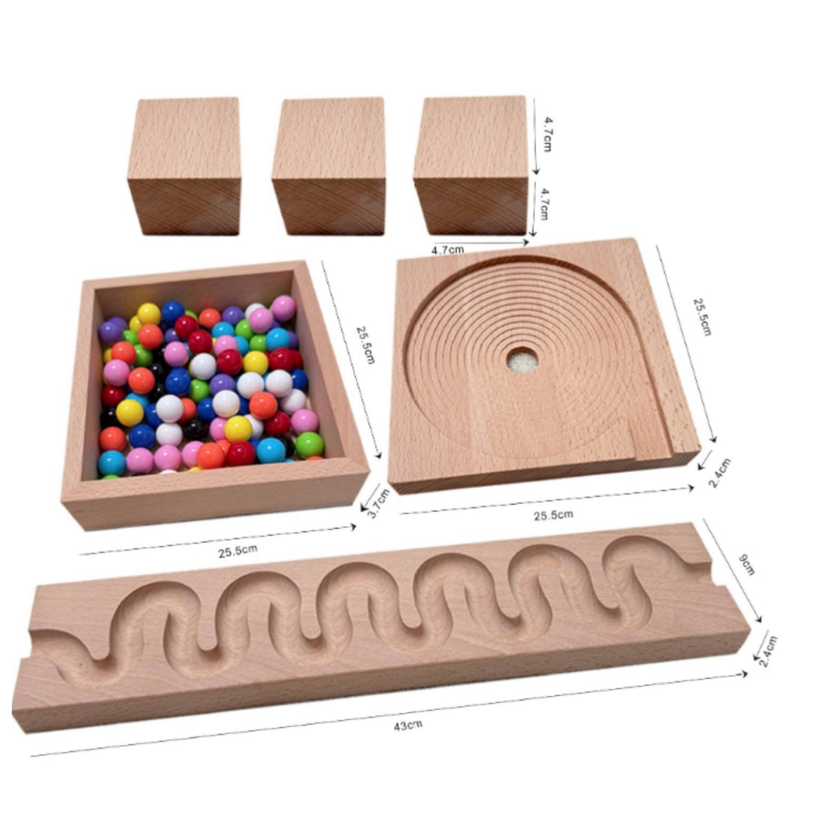 Marble Run with Wooden Blocks Open-Ended Wooden Marble Run Sensory Set for Young Children, Child-Centered School