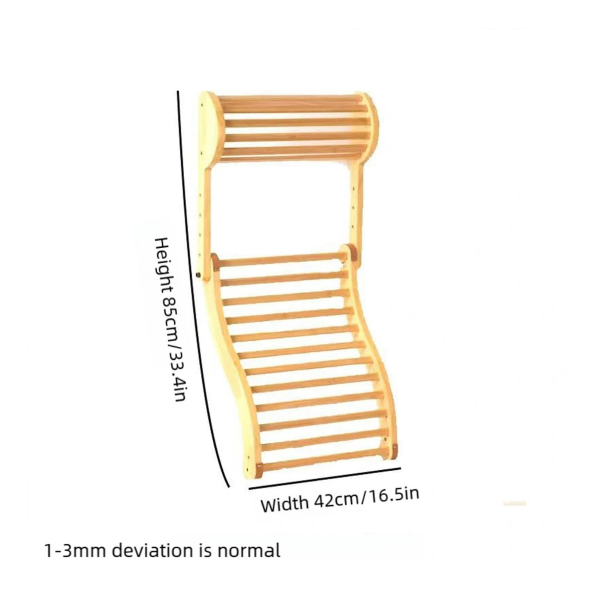 S-Shaped Sauna Backrest Natural Wood Wave Wooden Backrest Lightweight