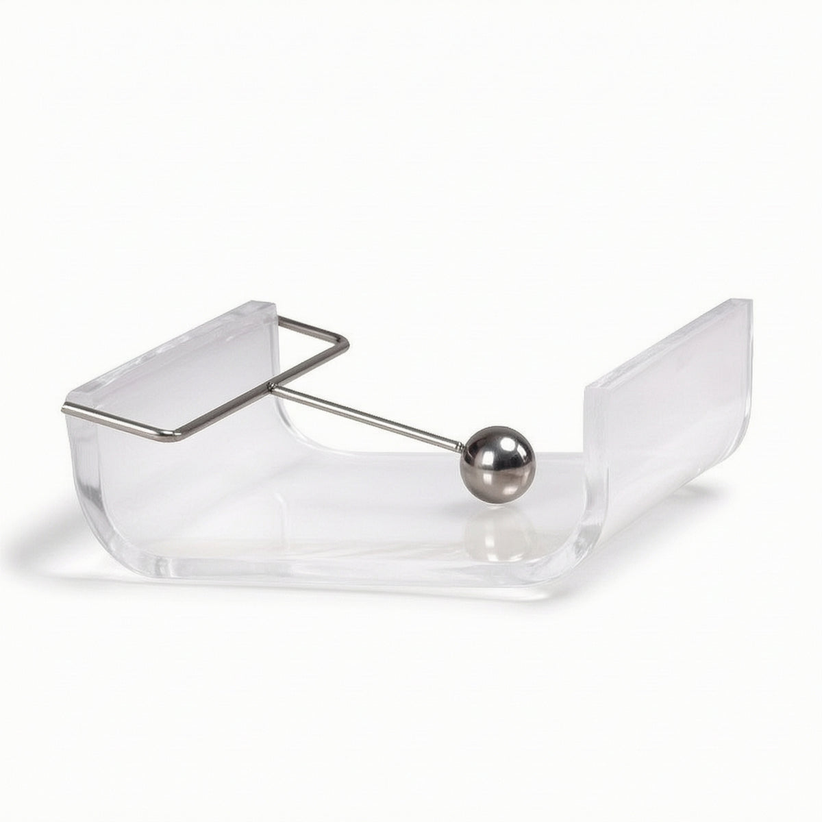 Tissue Holder with Metal Arm Rectangular Acrylic Tissue Holder Flat Napkin Dispenser for Washroom Vanity