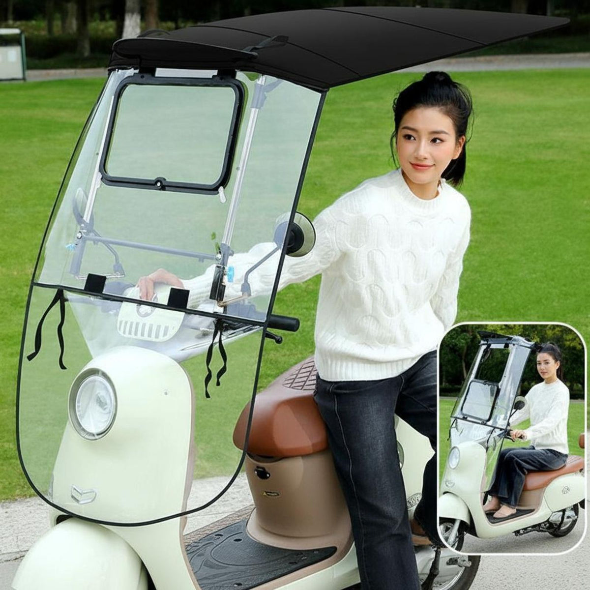 Electric Bike Rain Cover, Folding, Retractable, Waterproof Sun Protection, Detachable, Outdoor Universal