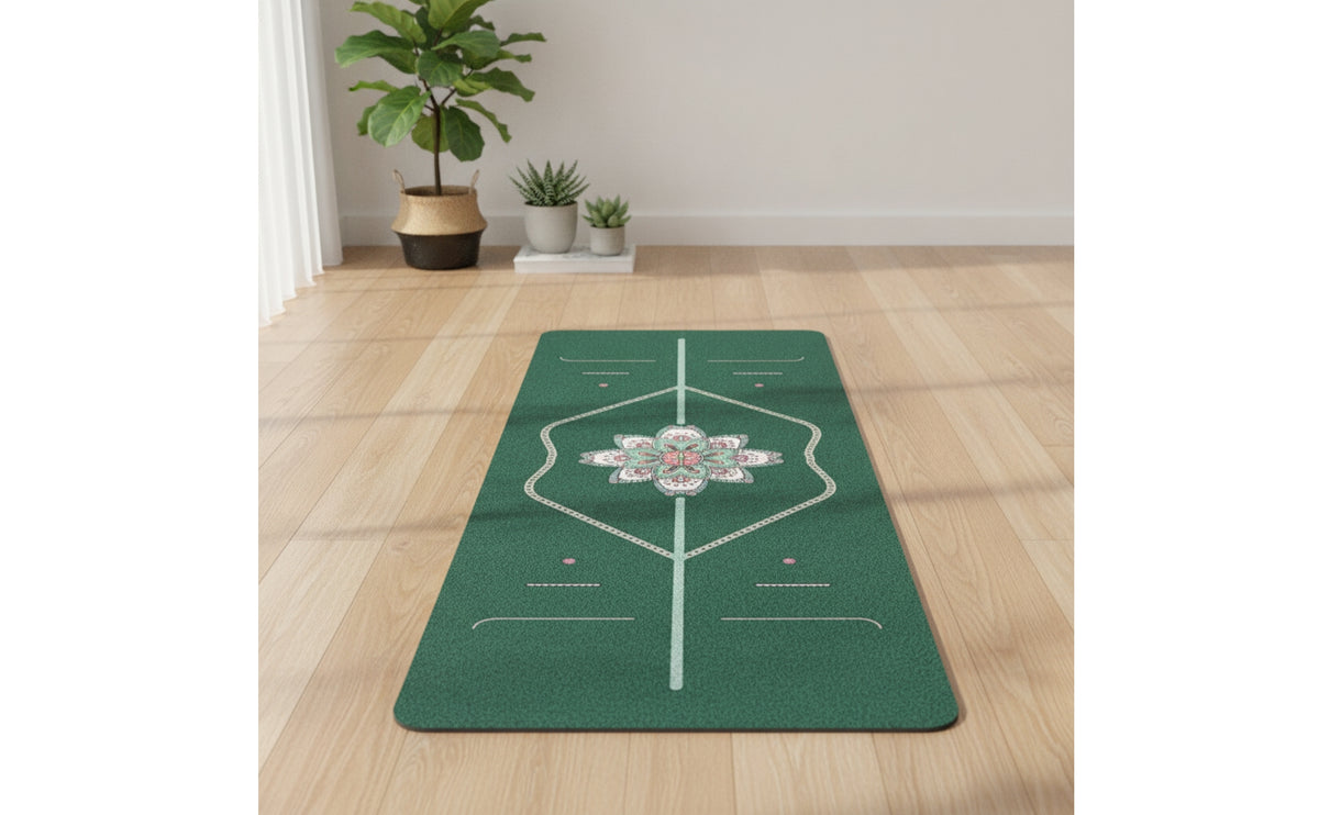 Grippy Coconut Fiber Exercise Mat Printed Exercise Mat with Alignment Lines Long-Lasting Wide for Yogis, Home Gym