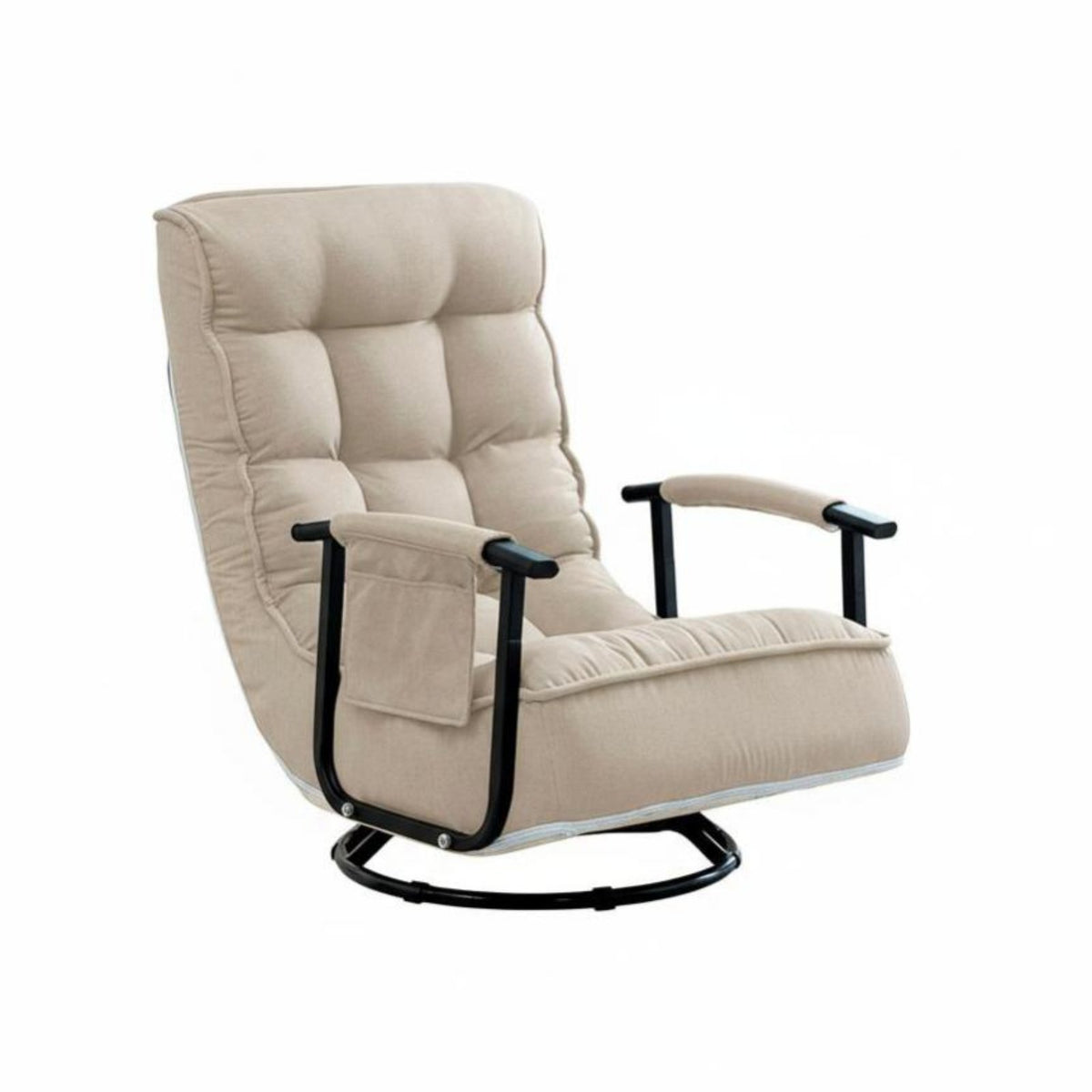 Rotating Recliner Chair Adjustable Backrest Reclining Armchair Padded Cushioning Convenient Storage Pocket for Students