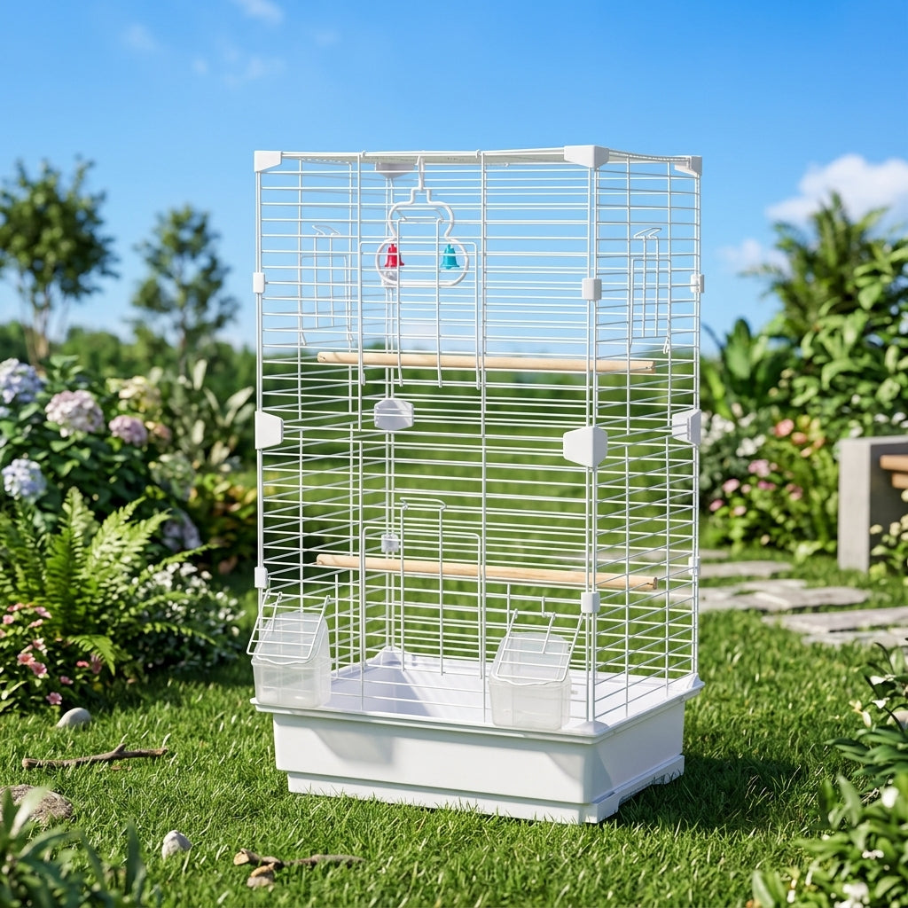 Large Bird Cage Castle Cage Parrot Cage Bird Villa, Metal Large Spacious Habitat for Cockatiel, Spacious Single Compartment Budgie Cage Habitat