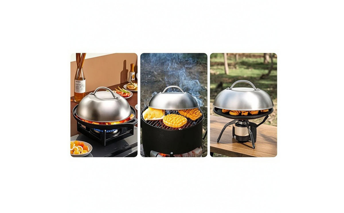 Griddle Dome with Handle Stainless Steel Melting Dome with Handle Domed Kitchen Tool for Grilling, Outdoor BBQ