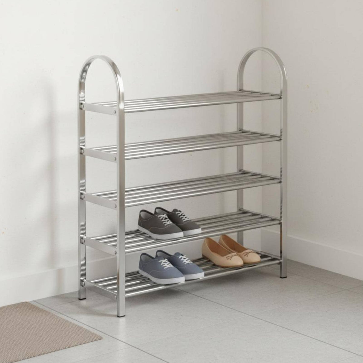 Stainless Steel Shoe Rack Large Capacity Multi-Tier Shoe Shelf Easy Assembly Household Furniture for Students, Dormitory, Entryway, Balcony