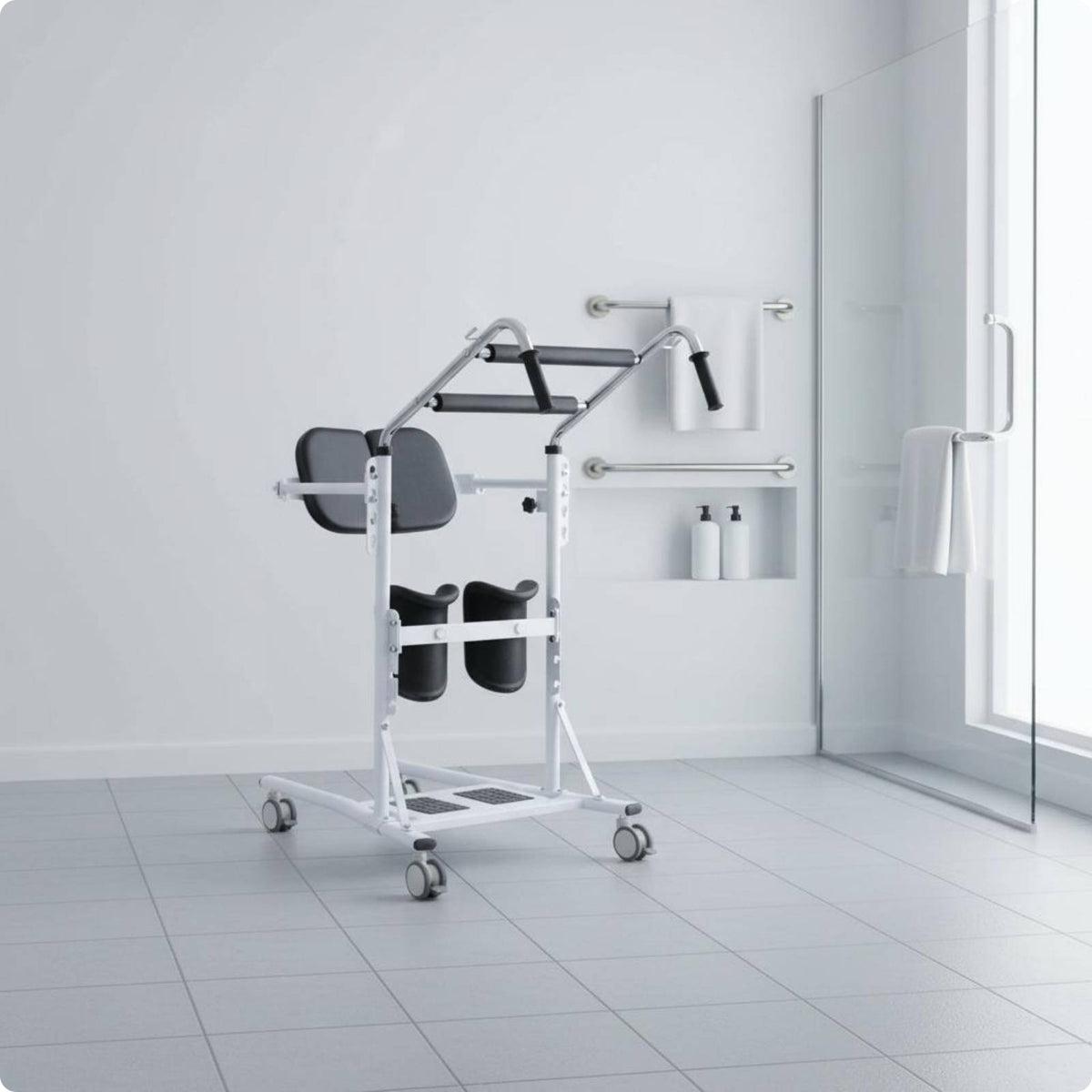 Standing Transfer Aid Curved Handle Swivel Casters