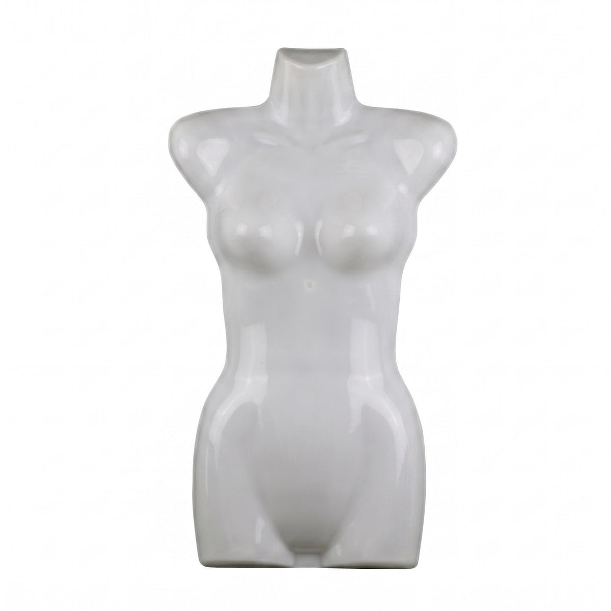 Glossy Finish Female Half Body Mannequin Translucent White Female Torso Mannequin Armless Plastic Display Torso Legless for Clothing Shop, Boutique