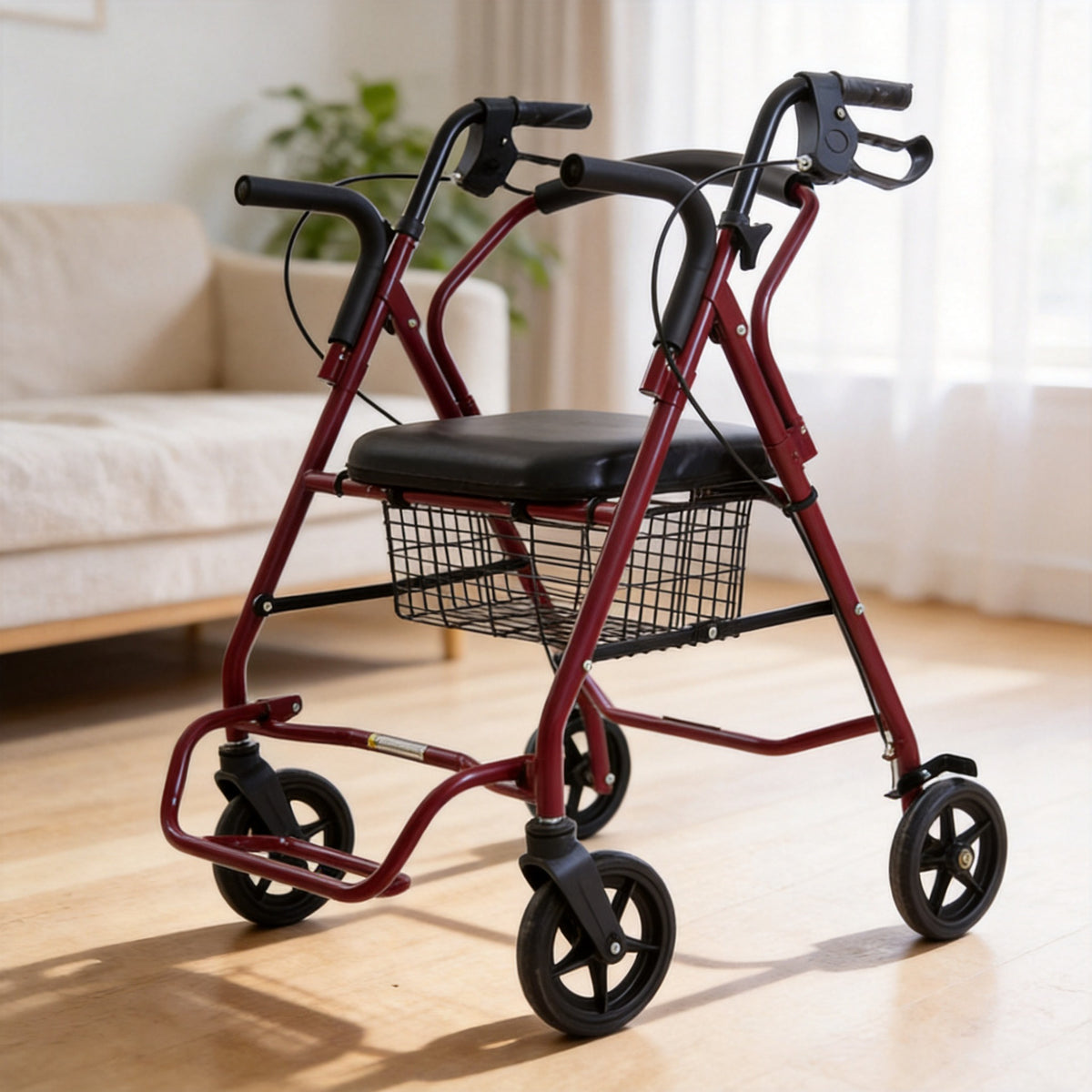 Four-Wheel Folding Shopping Cart with Seat for Seniors