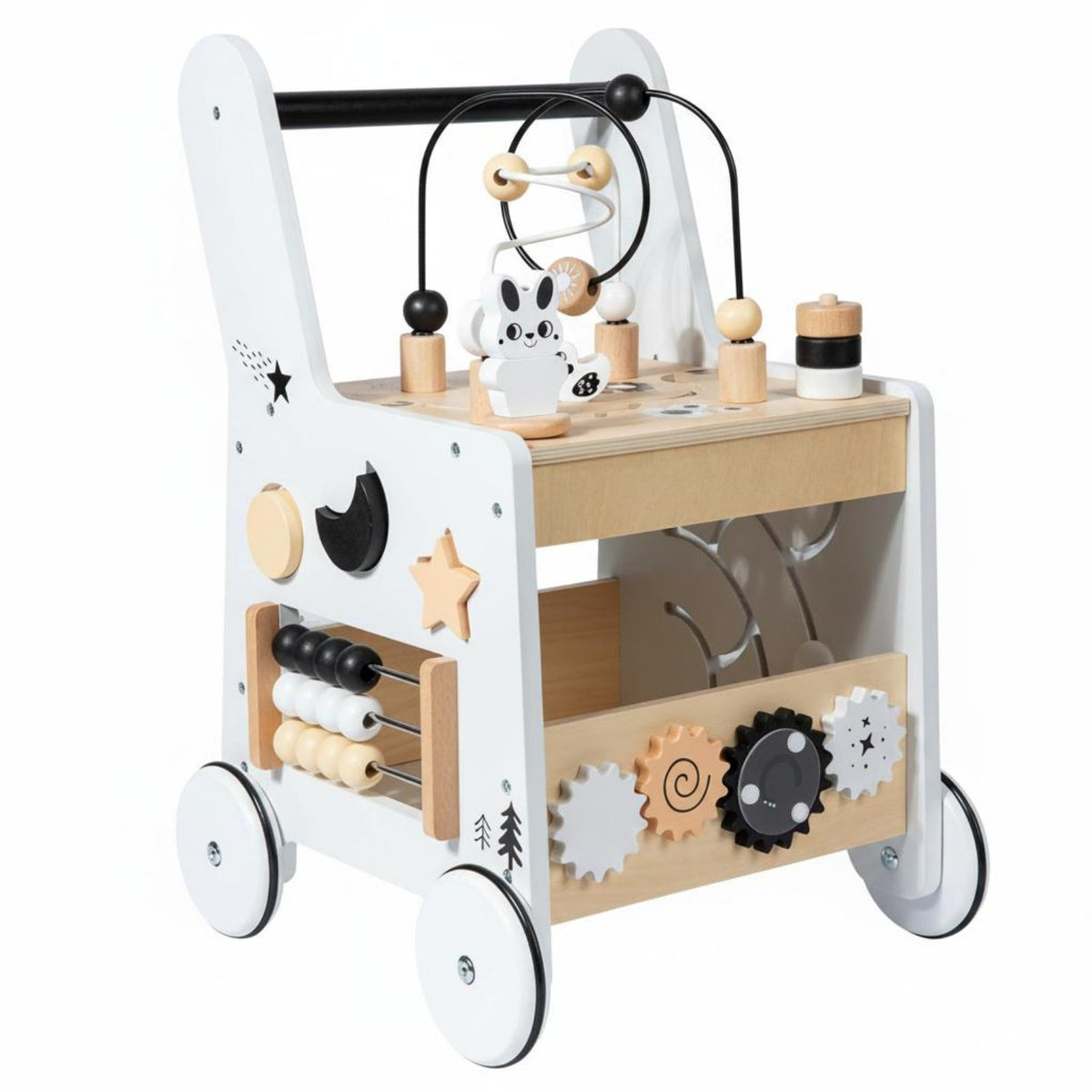 Young Child with Wheels Develops Fine Motor Skills Wooden Infant Push Pusher for Young Children, Infants